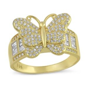 Sterling silver 925 Butterfly Ring with Silver Accents
